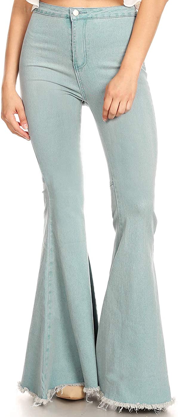 Anna-Kaci Women's Classic Retro High Waist Long Denim Bell Bottom Jeans