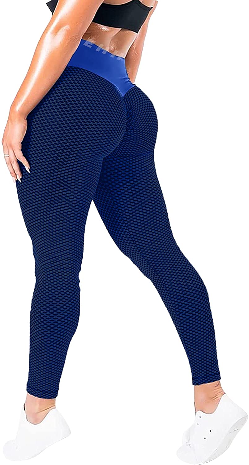Buy EHH Women High Waisted Ruched Butt Lifting Leggings Scrunch Textured  Compression Yoga Pants Booty Workout Tights, #6 Black, Large at
