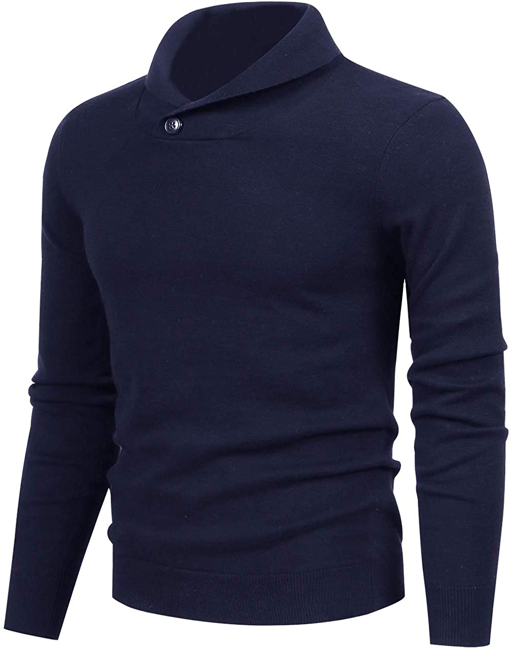 LTIFONE Mens Shawl Sweaters,Casual Slim Fit,Knitted Collar Long Sleeve ...