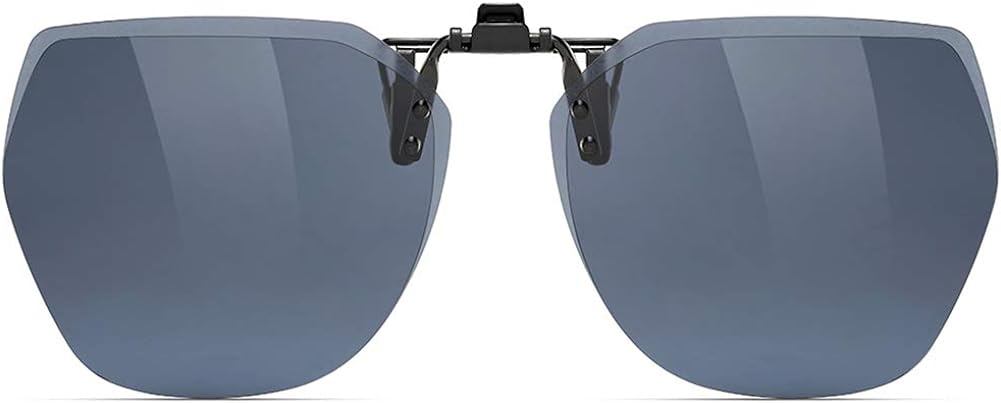 CAXMAN Polarized Clip On Sunglasses Over Prescription Glasses for Men Women  UV Protection Flip Up Silver Mirrored Lens Extra Small