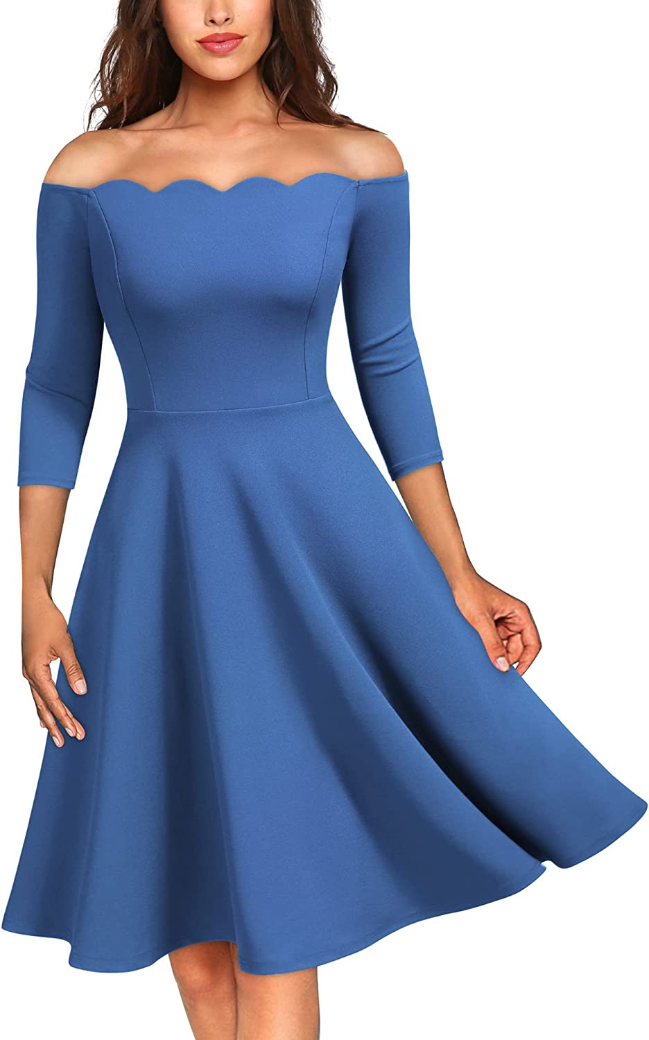 MISSMAY Women's Vintage Cocktail Party Half Sleeve Boat Neck