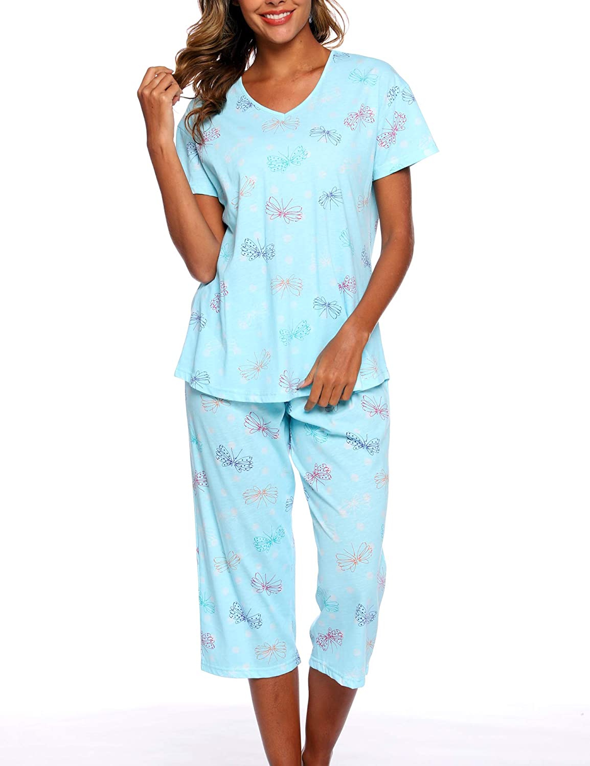 Enjoynight Womens Sleepwear Tops With Capri Pants Pajama Sets Ebay 4135