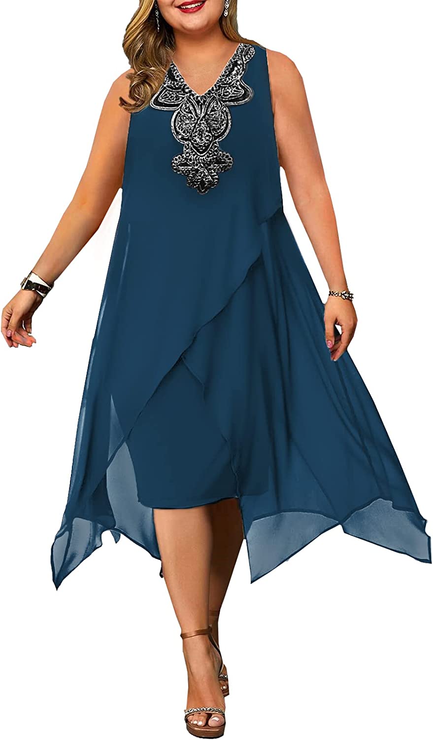 Plus size navy blue party clearance dress