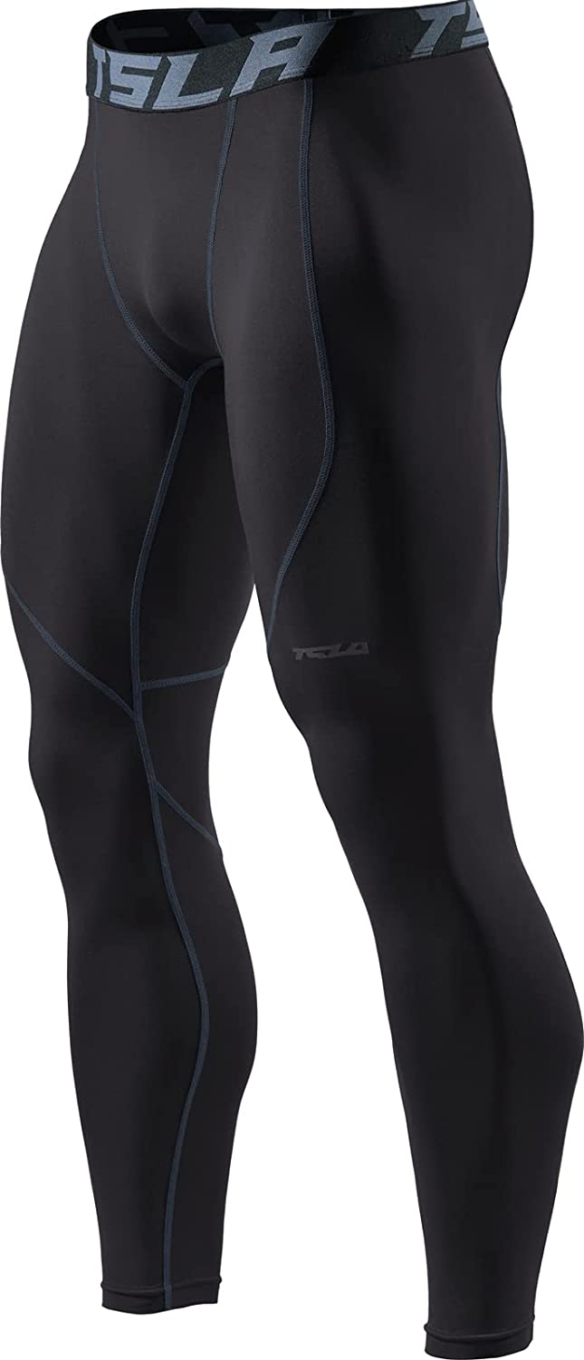 TSLA 1 or 2 Pack Men's Thermal Compression Pants Wintergear Base Layer Bottoms Athletic Sports Leggings & Running Tights 