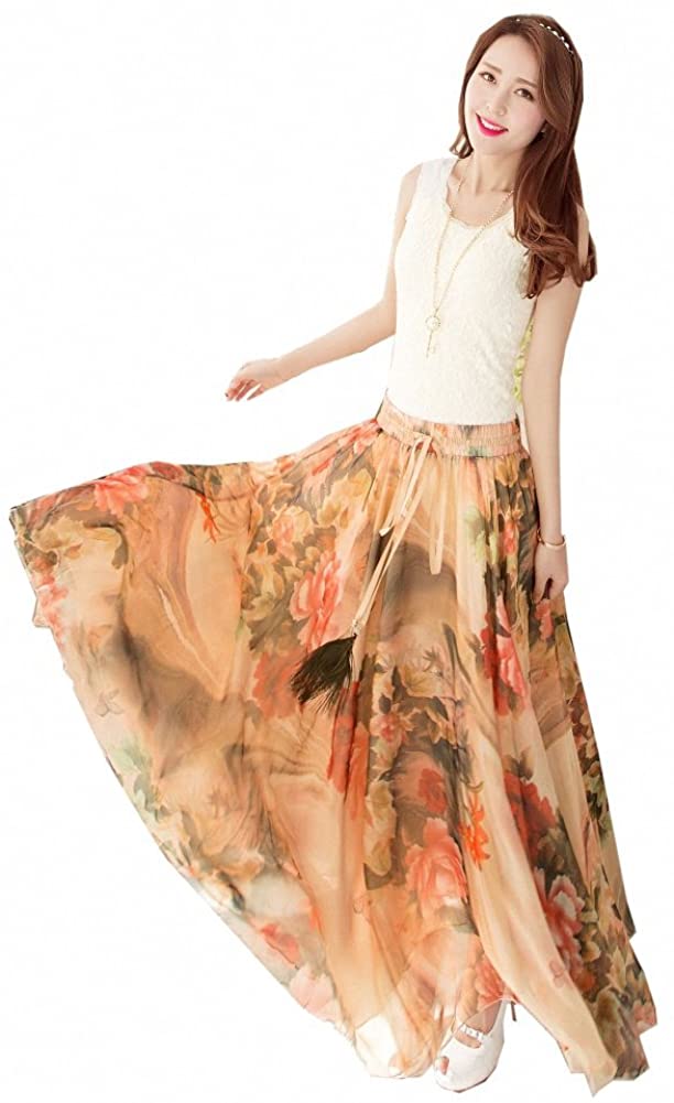 Afibi Boho Floral Long Summer Beach Chiffon Wrap Cover Up Maxi Skirt for  Women | eBay