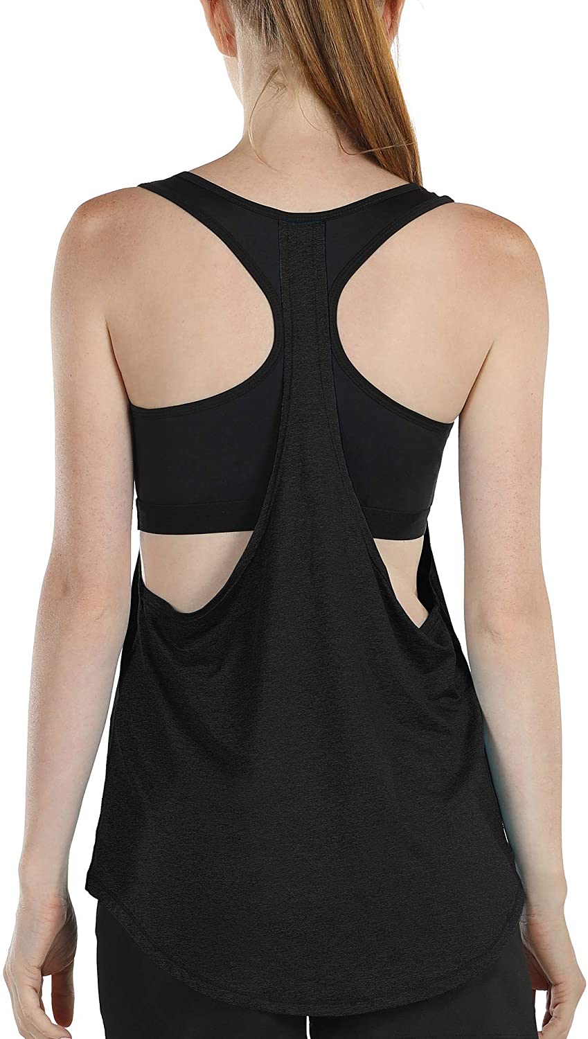 icyzone Workout Tank Tops for Women T-Back Running Tank Top Athletic Yoga Shirts