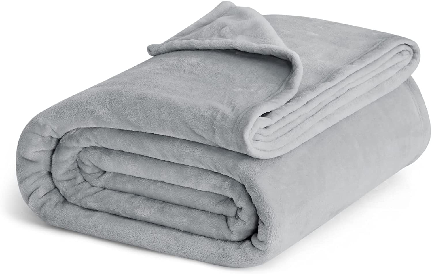 Bedsure Fleece Throw Blanket for Couch Grey - Lightweight Plush 