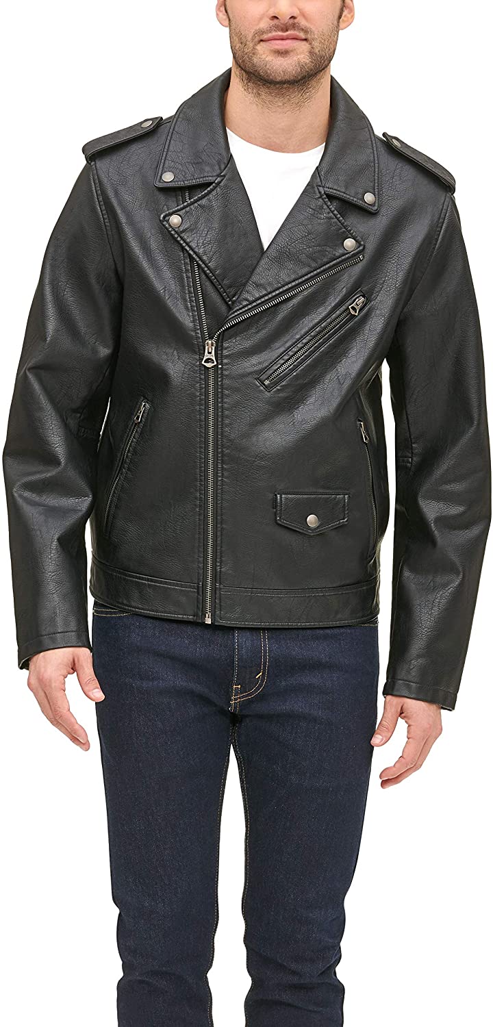 levi's men's faux leather motorcycle jacket