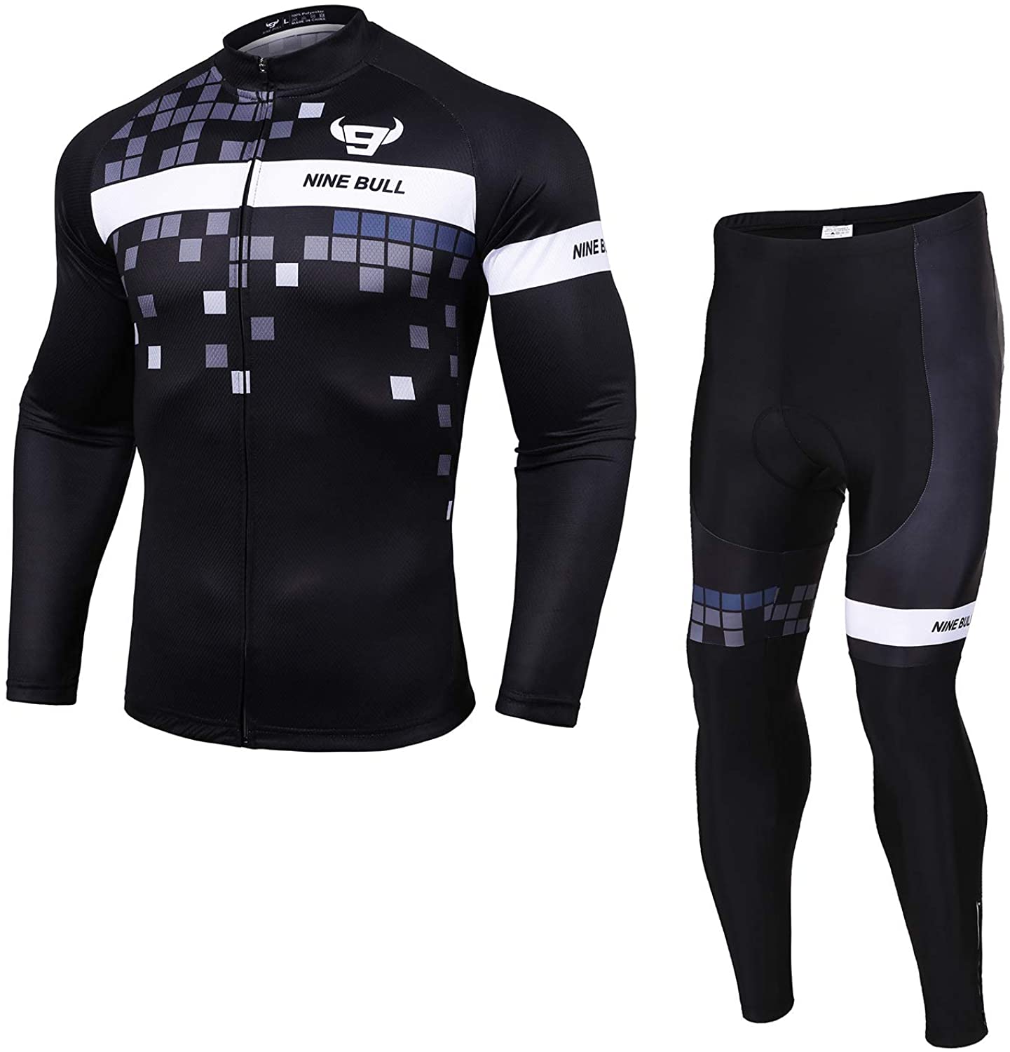 Men's Long sleeve Cycling jerseys bib tights set Reflective Bike Jackets Pants 
