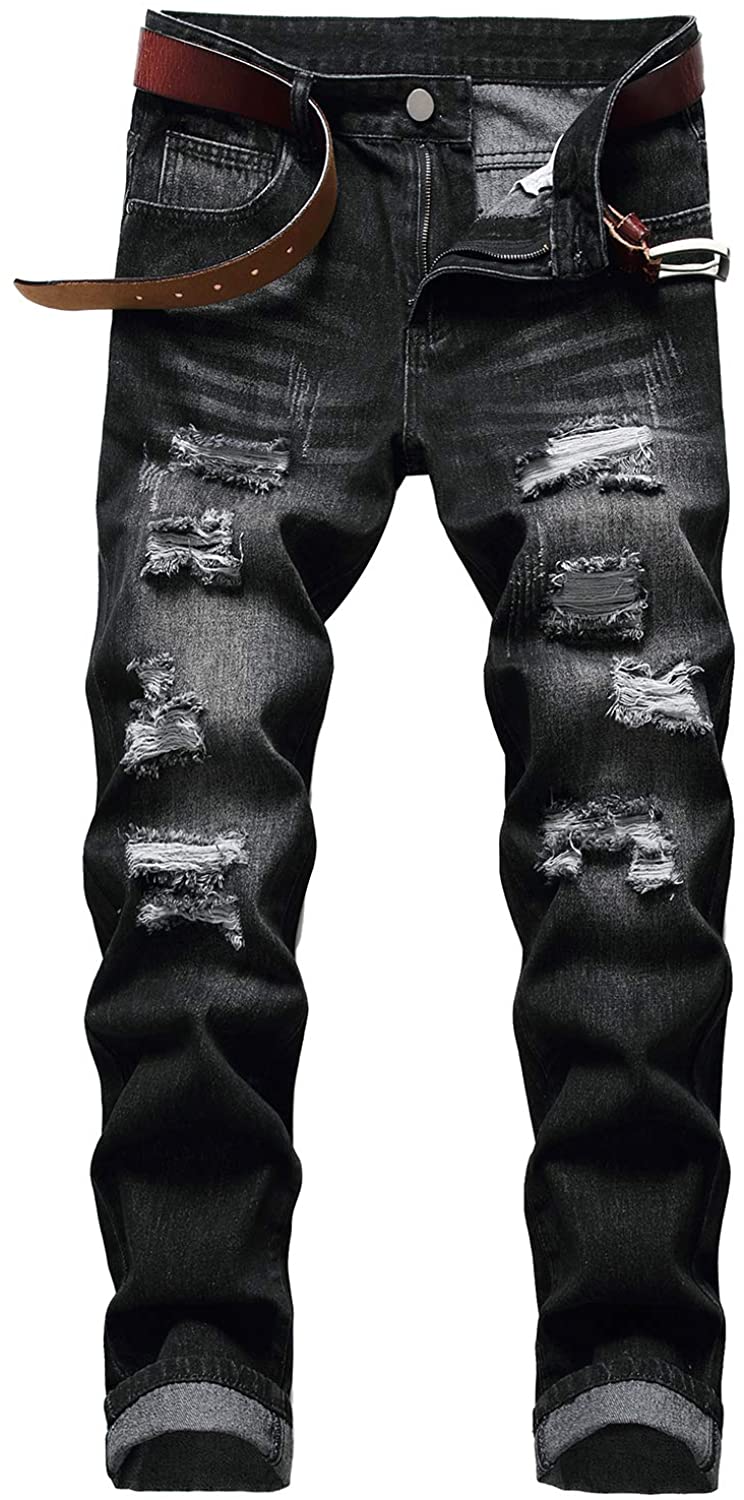 Men's Ripped Jeans Slim Fit Casual Distressed  