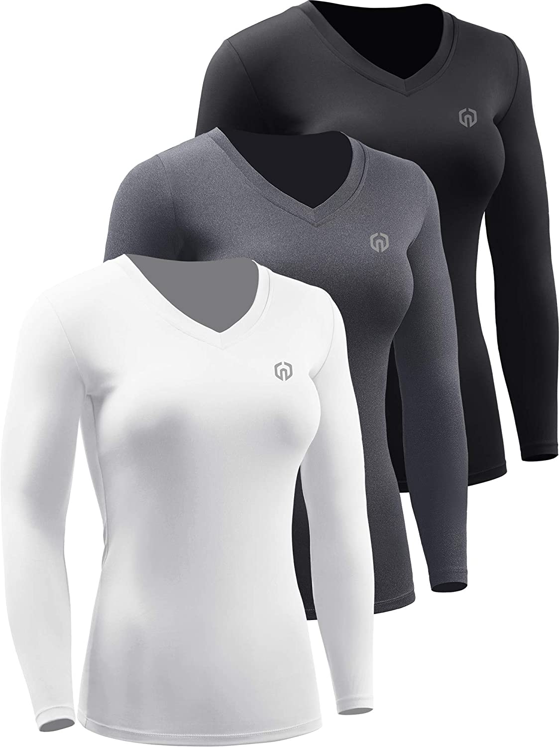 NELEUS Women's 3 Pack Compression Shirts Long Sleeve Yoga Athletic Running T Shirt 