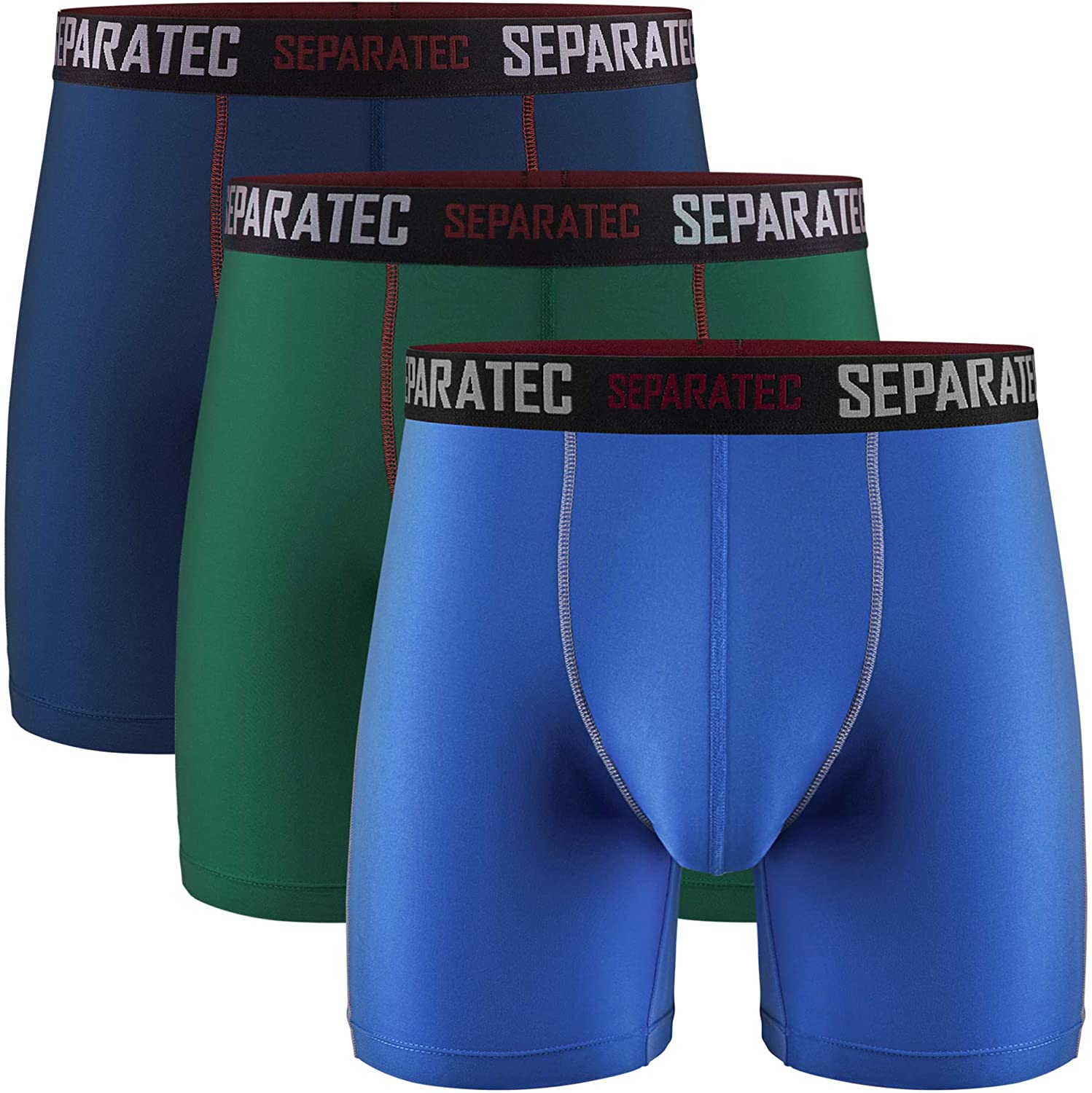 Separatec Mens 3 Pack Fast Dry Separate Pouches Sport Underwear Boxer Briefs