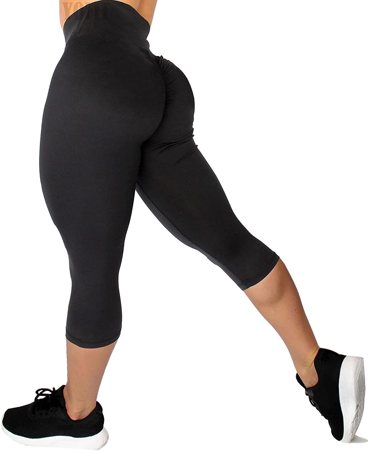 Hvyesh Women's Capri Leggings Workout Yoga Running Capris High