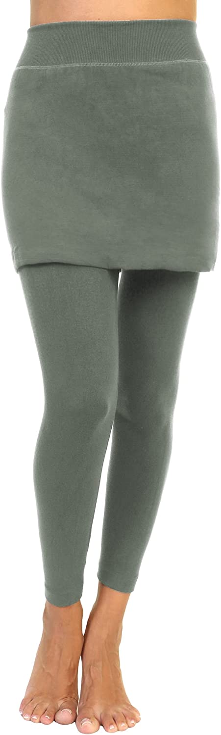 Angelina Women's Cotton Comfort High Waisted Leggings with Mini Skirt