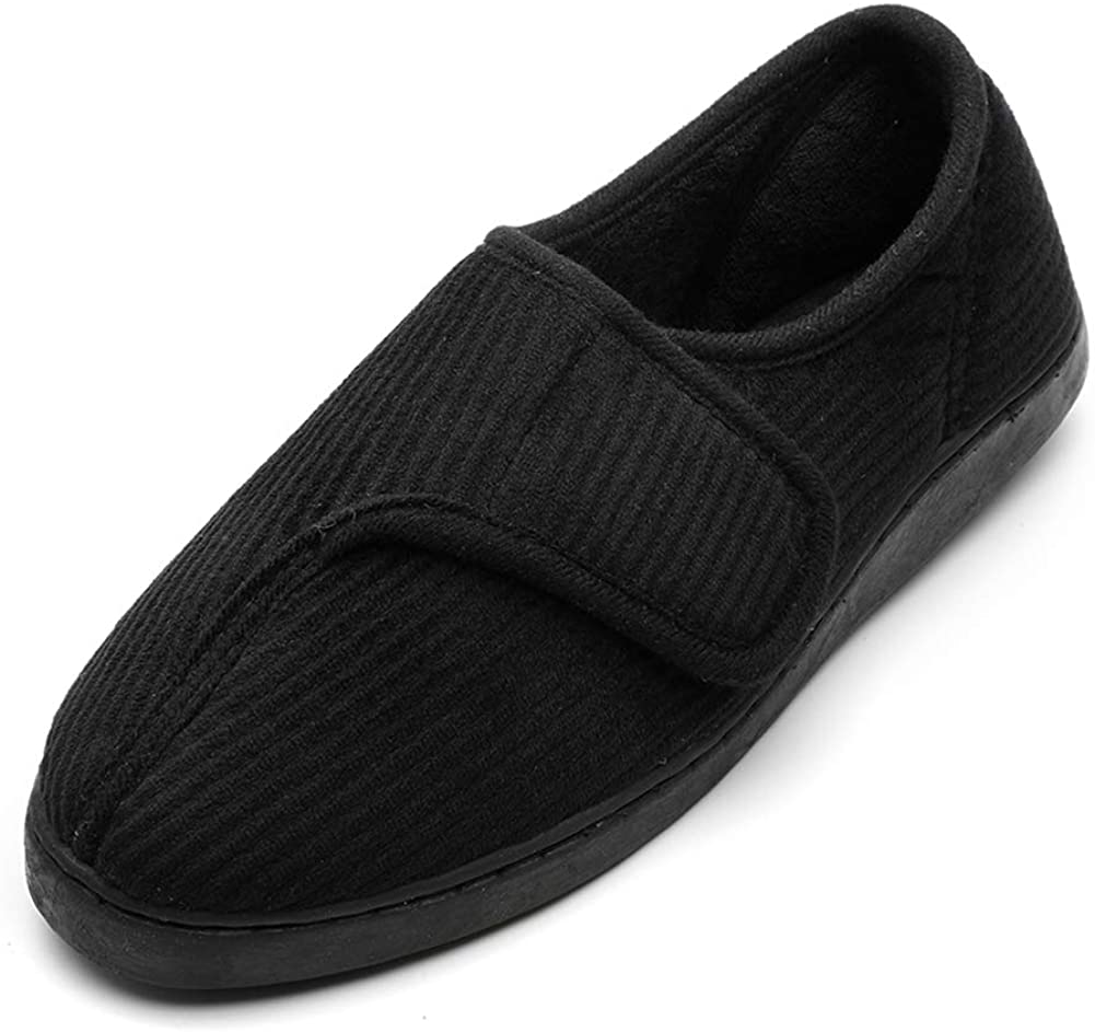Git-up Diabetic Slippers Shoes for Men Arthritis Edema Adjustable Closure Memory Foam House Shoes 