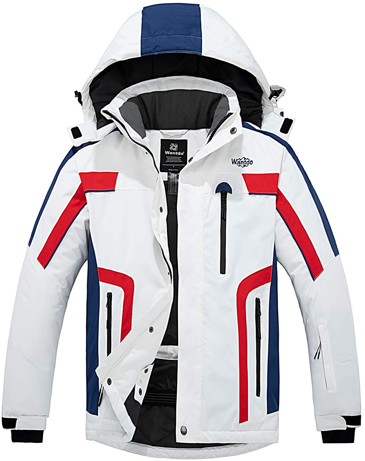 Wantdo Mens Waterproof Ski Jacket Warm Winter Snow Coat Windbreaker Hooded Rain Jacket