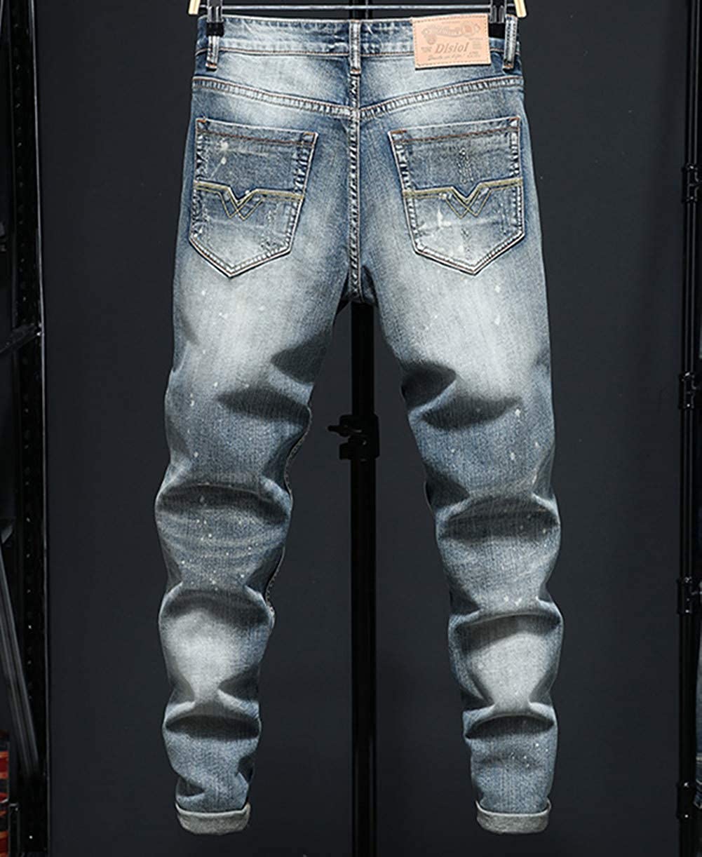 KLIEGOU Men's Ripped Slim Fit Tapered Leg Jeans | eBay