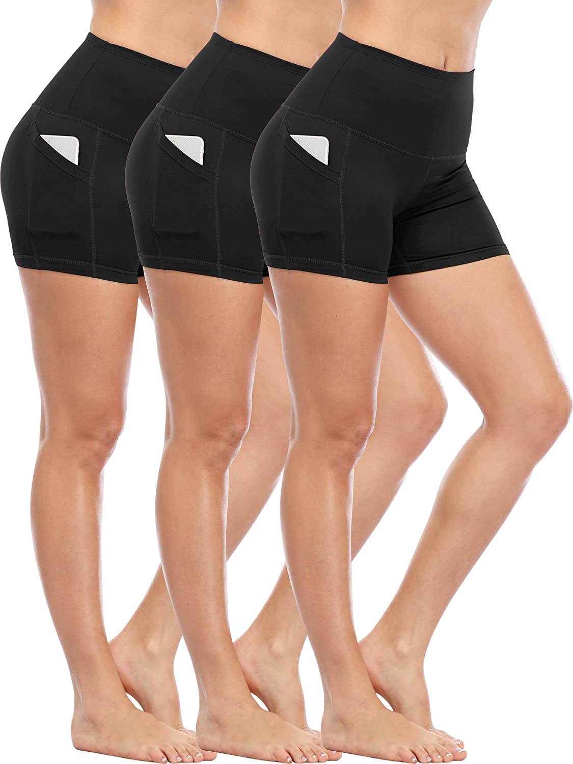 Cadmus Women's High-Waist Compression Workout Running Sports Shorts with Pocket