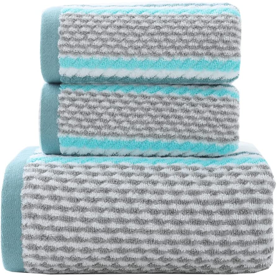 Pidada Hand Towels Set of 2 Striped Pattern 100% Cotton Super Soft Highly Absorbent  Hand Towel for Bathroom 13.4 x 29.5 Inch (Brown) 