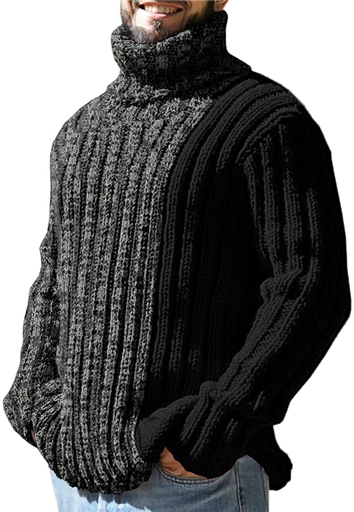 Winter Custom Casual Turtleneck Men Loose Thick Knitted Pullover