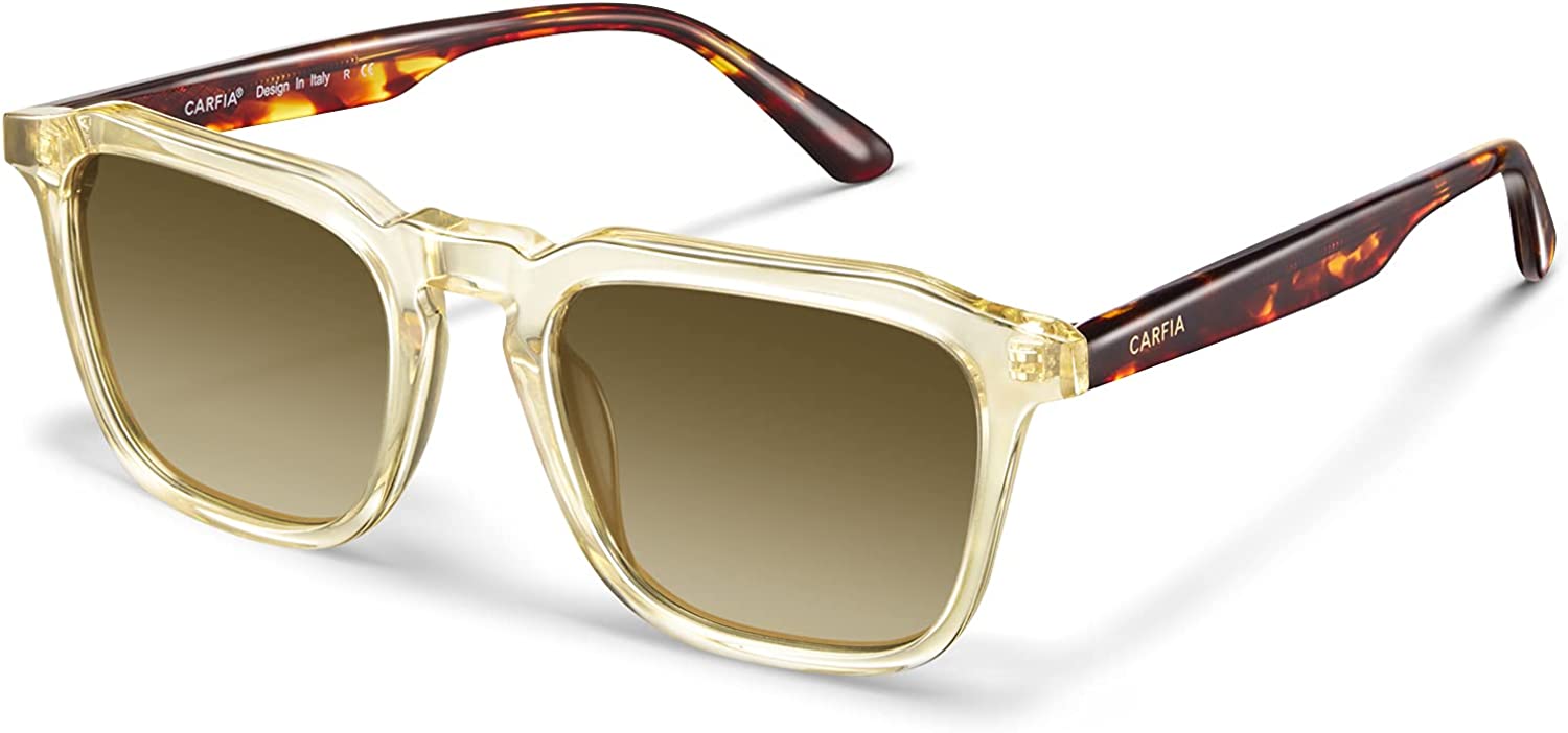 CARFIA Acetate Polarized Mens Sunglasses UV Protection Retro Fashion Cool  Glasse