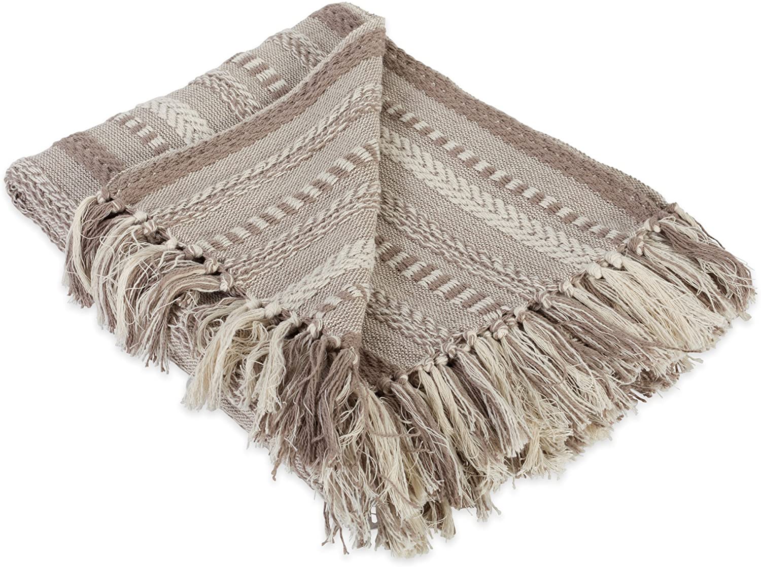 P Couch DII Rustic Farmhouse Cotton Stripe Blanket Throw with Fringe For Chair 