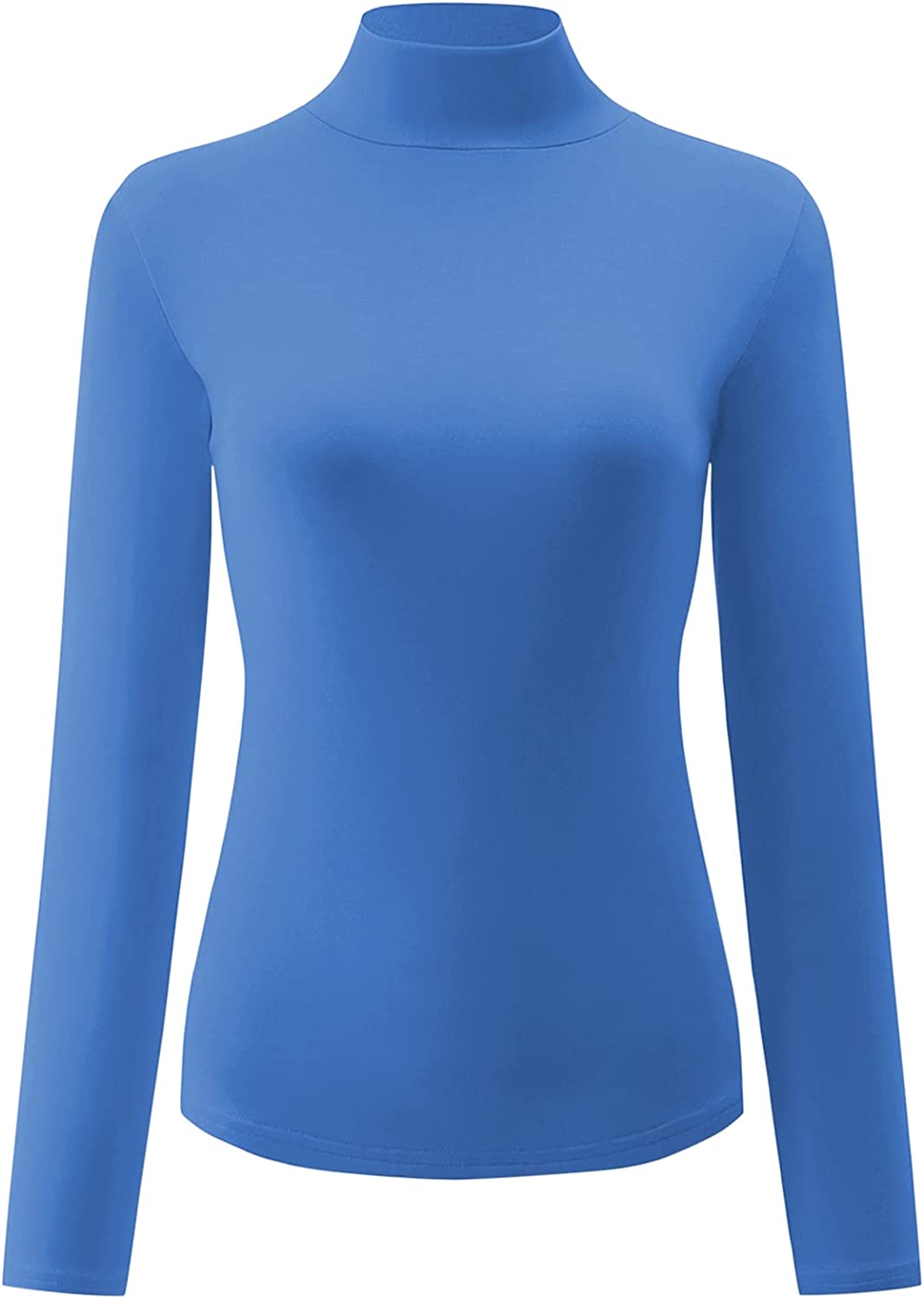 KLOTHO Women’s Slim Fitted Mock Turtleneck Tops Long Sleeve Lightweight  Base Lay