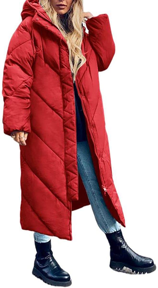 Yousify Women's Hooded Long Puffer Coat Winter Longer Thickened Down Jacket  Zip Cocoon Outwear : : Clothing, Shoes & Accessories