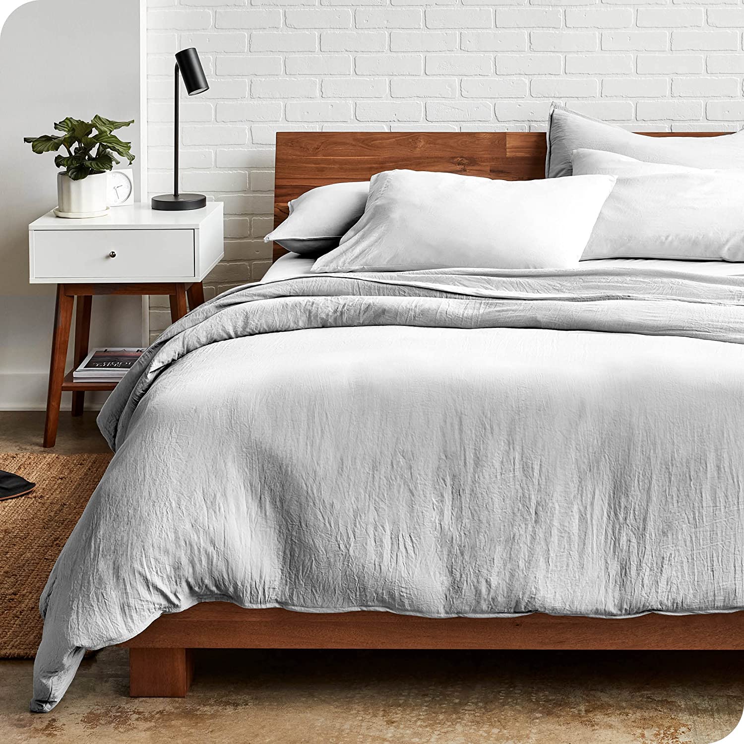 Bare Home Sandwashed Duvet Cover King/Cal King Size - Premium 1800