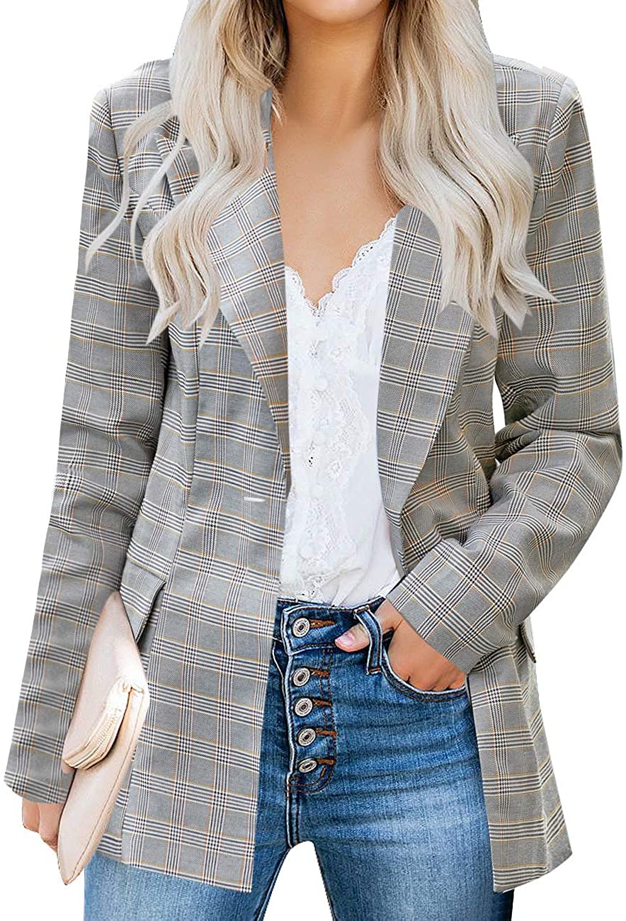 Women's Long Sleeve Open Fron Printed Blazer Cardigan Casual Slim Work Office Coat Outerwear