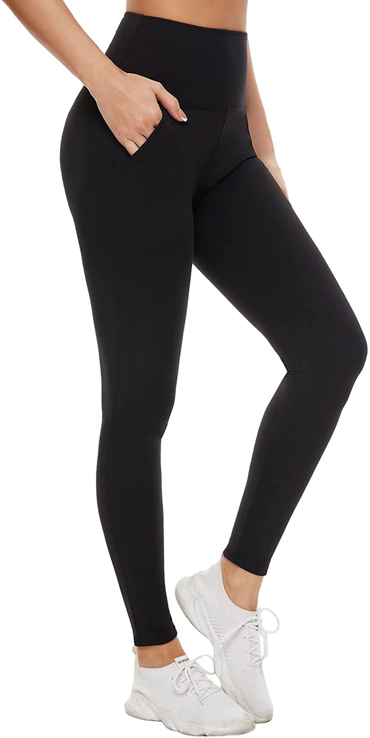 Women’s Leggings with Pockets - Buttery Soft Non See Through Yoga Pants  High Wai