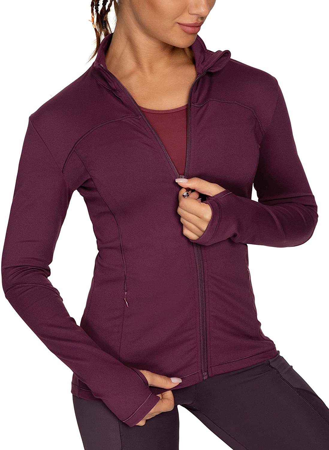 QUEENIEKE Running Jackets for Women, Cottony-Soft Full Zip Slim Fit Athletic  Wor