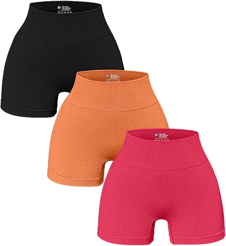 High-Waisted Seamless Fitness Bike Shorts - Orange