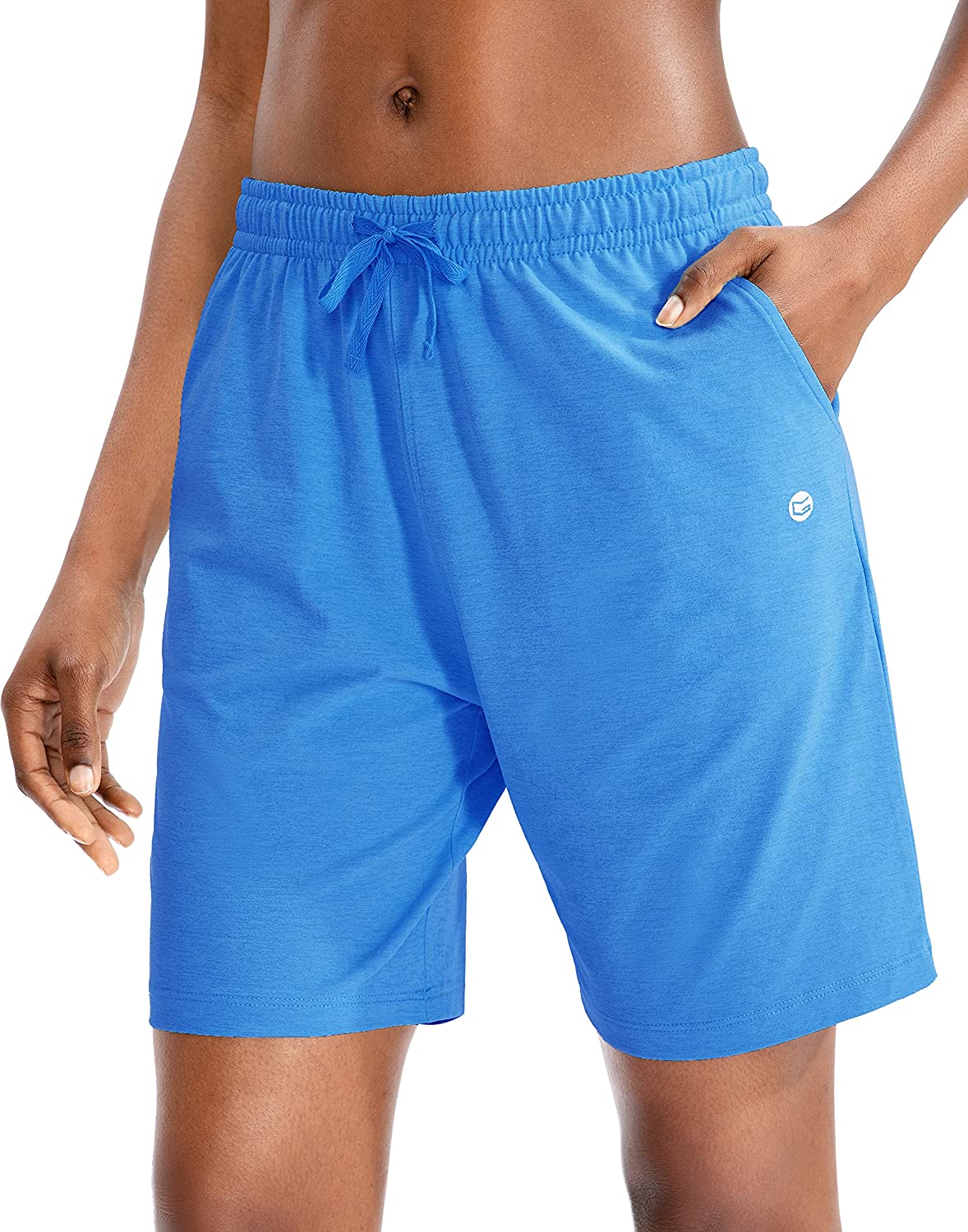 G Gradual g gradual Womens Bermuda Shorts Jersey Shorts with Deep Pockets 7  Long Shorts for Women Lounge Walking Athletic (Black, Medium)