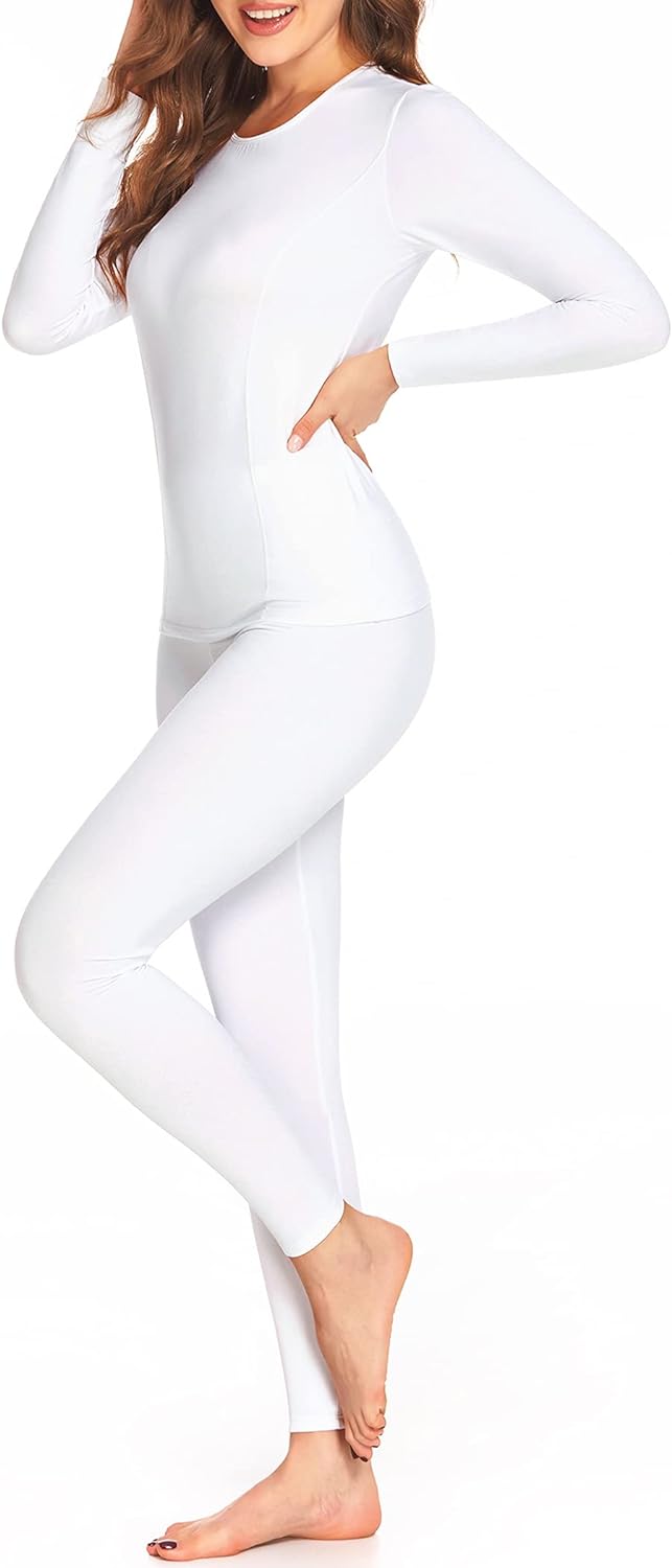 Ekouaer Women's Thermal Underwear Sets Micro Fleece Lined Long Johns Base  Layer
