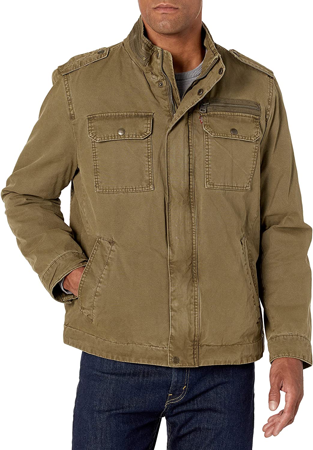 Levi's Men's Washed Cotton Two Pocket Sherpa Lined Military Jacket | eBay