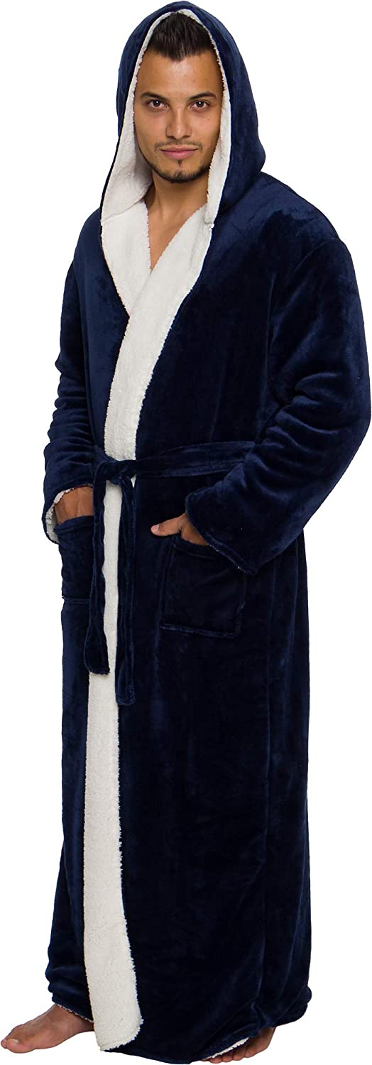 Men's Zip Warm Soft Comfy Solid Lapel Long Robe Home Pajamas - Temu