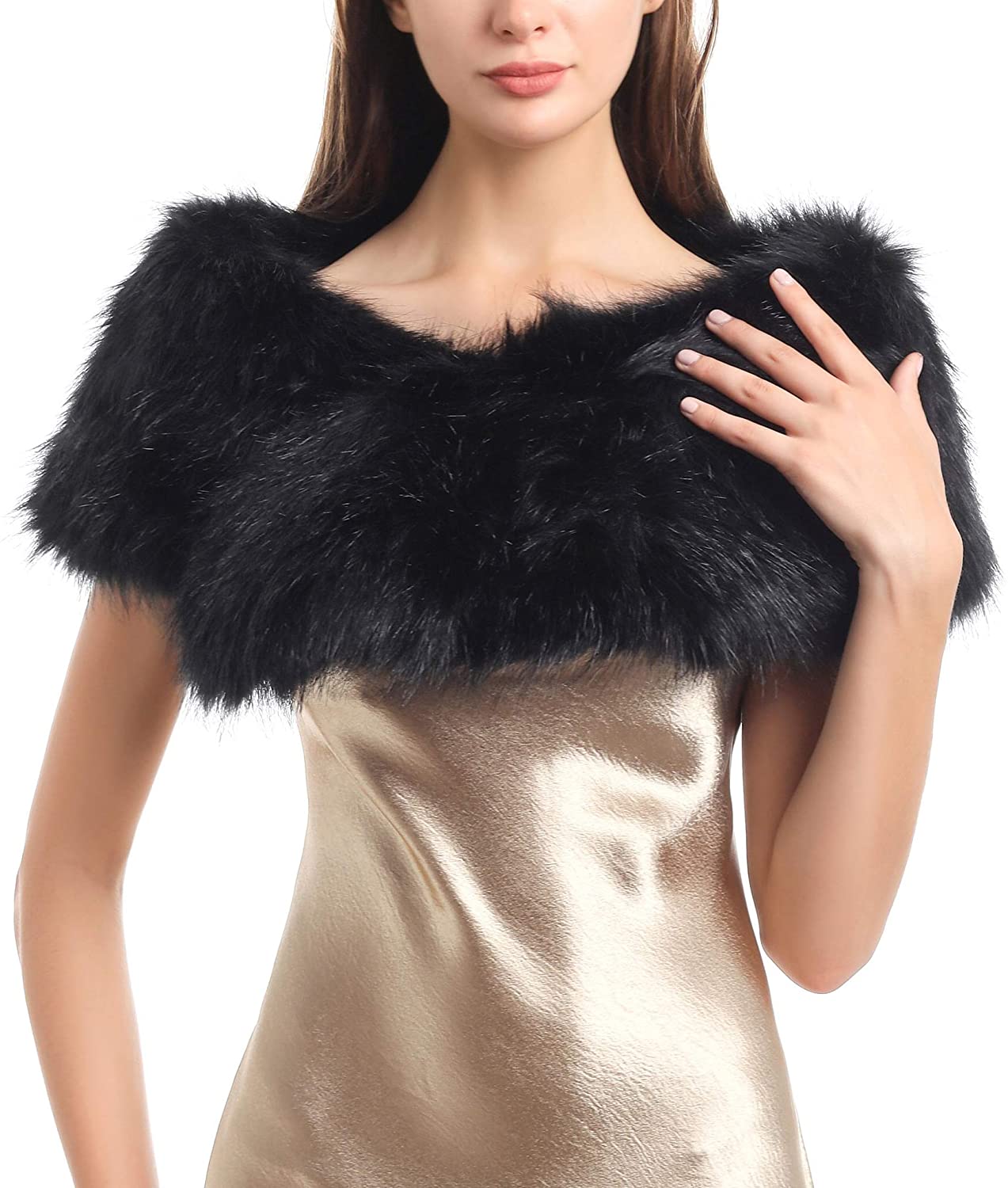 Soul Young Faux Fur Collar Women's Neck Warmer Scarf Wrap,Nature,One Size  at  Women's Clothing store