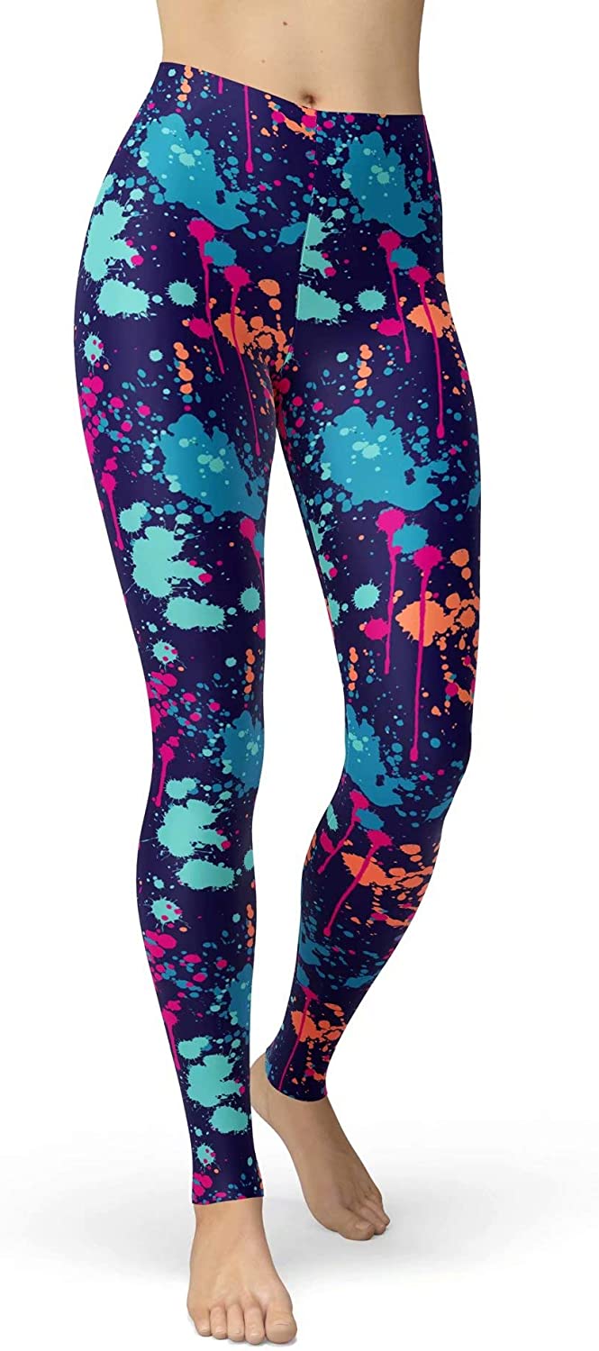 sissycos Neon Leggings Women's 80s Strip Dot Leggings, Colourful dots :  : Fashion