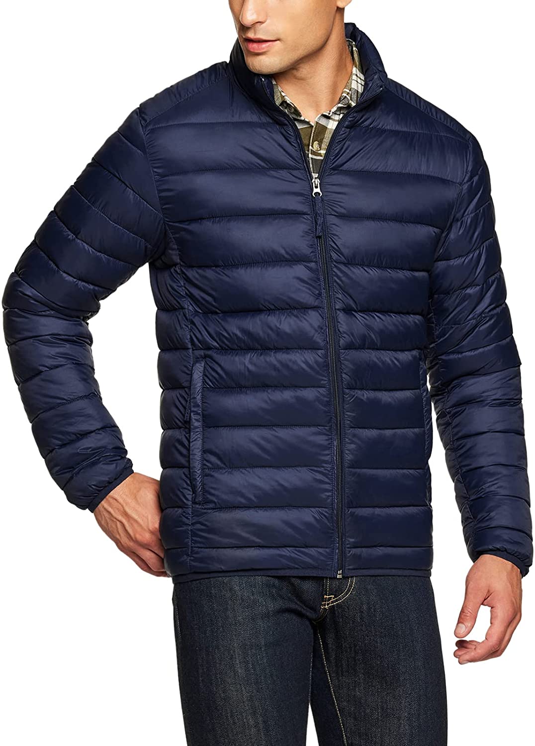 TSLA Men's Lightweight Packable Accent Puffer Jacket, Water-Resistant  Winter Jac