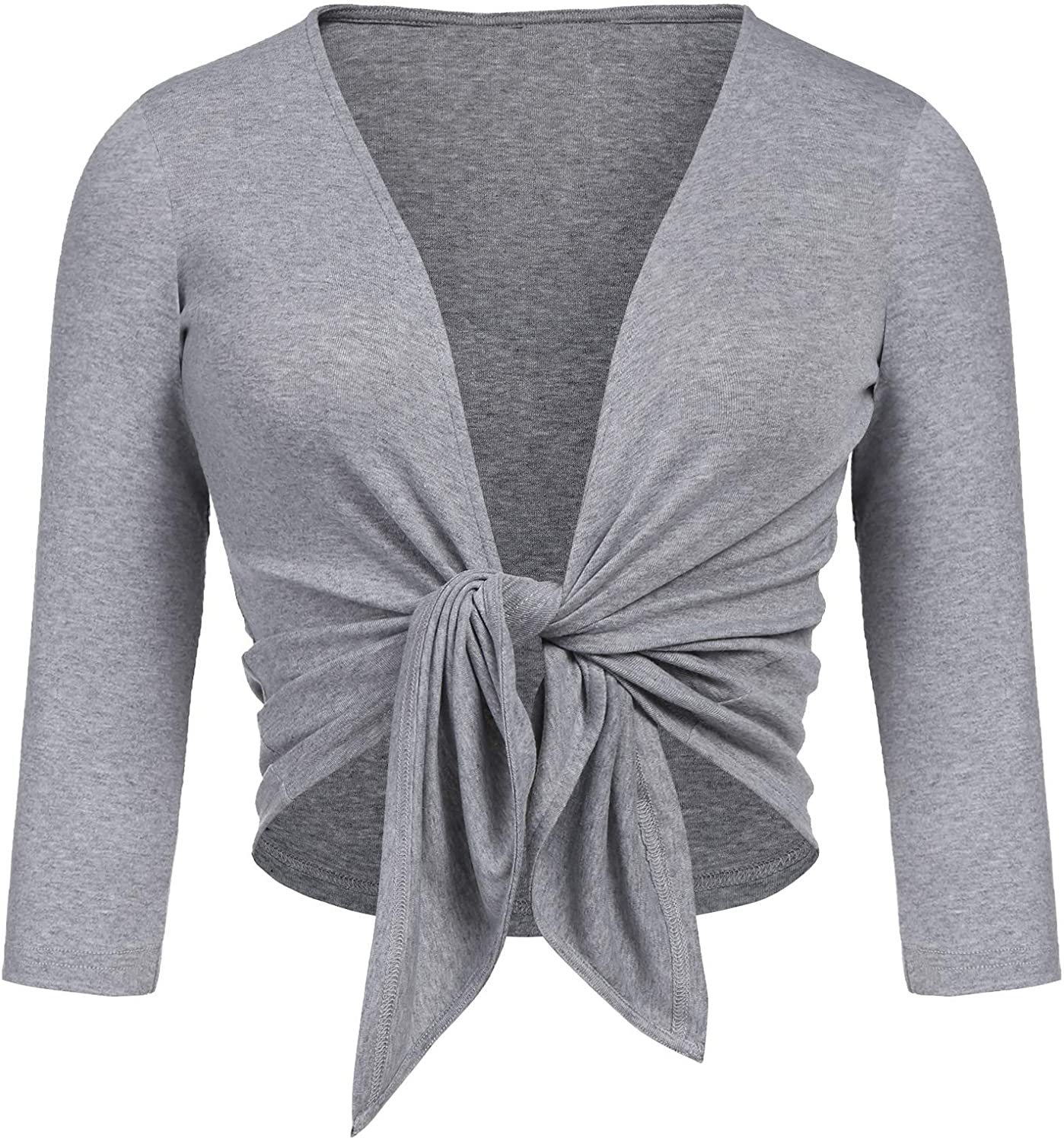 Concep Women's Tie Front Shrug Cropped Bolero 3/4 Sleeve Open Cardigans Plus  Siz | eBay