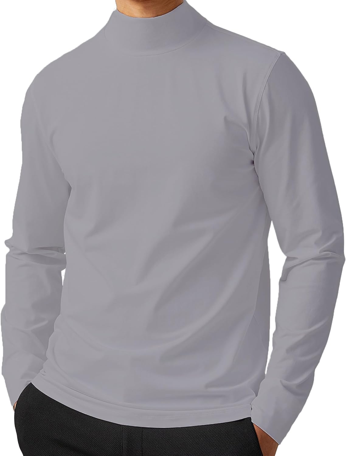 ZSJR Mens Mock Neck T Shirts Pullover High Neck Turtleneck Premium 
