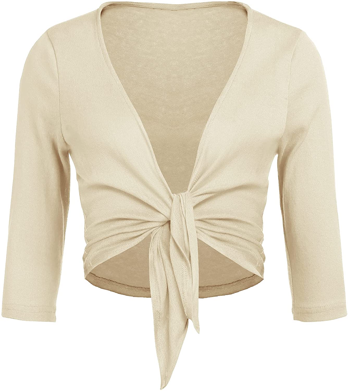 Concep Women's Tie Front Shrug Cropped Bolero 3/4 Sleeve Open Cardigans  Plus Siz | eBay