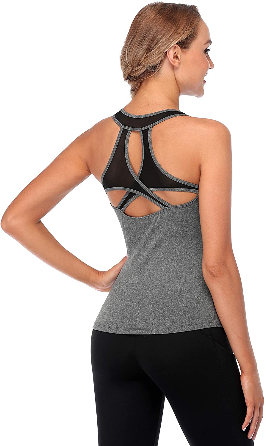 ATTRACO Womens Cute Workout Clothes Mesh Yoga Tops Gym Shirts Running Tank Tops