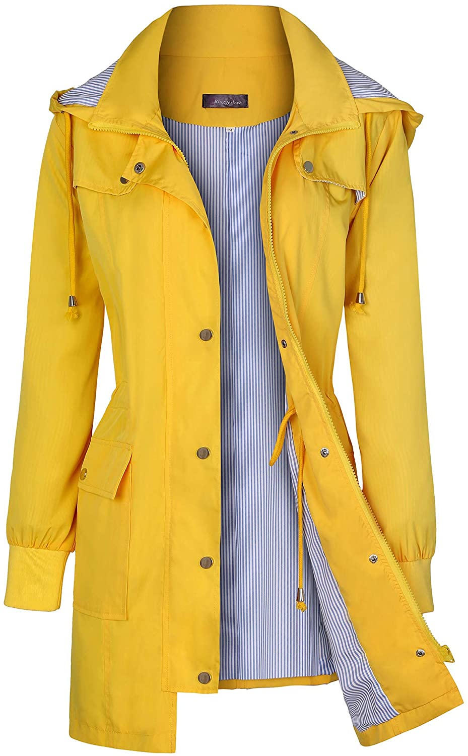 Bloggerlove Rain Jacket Women Lightweight Raincoat Waterproof Windbreaker Striped Climbing Outdoor Hooded Trench Coats S-XXL 
