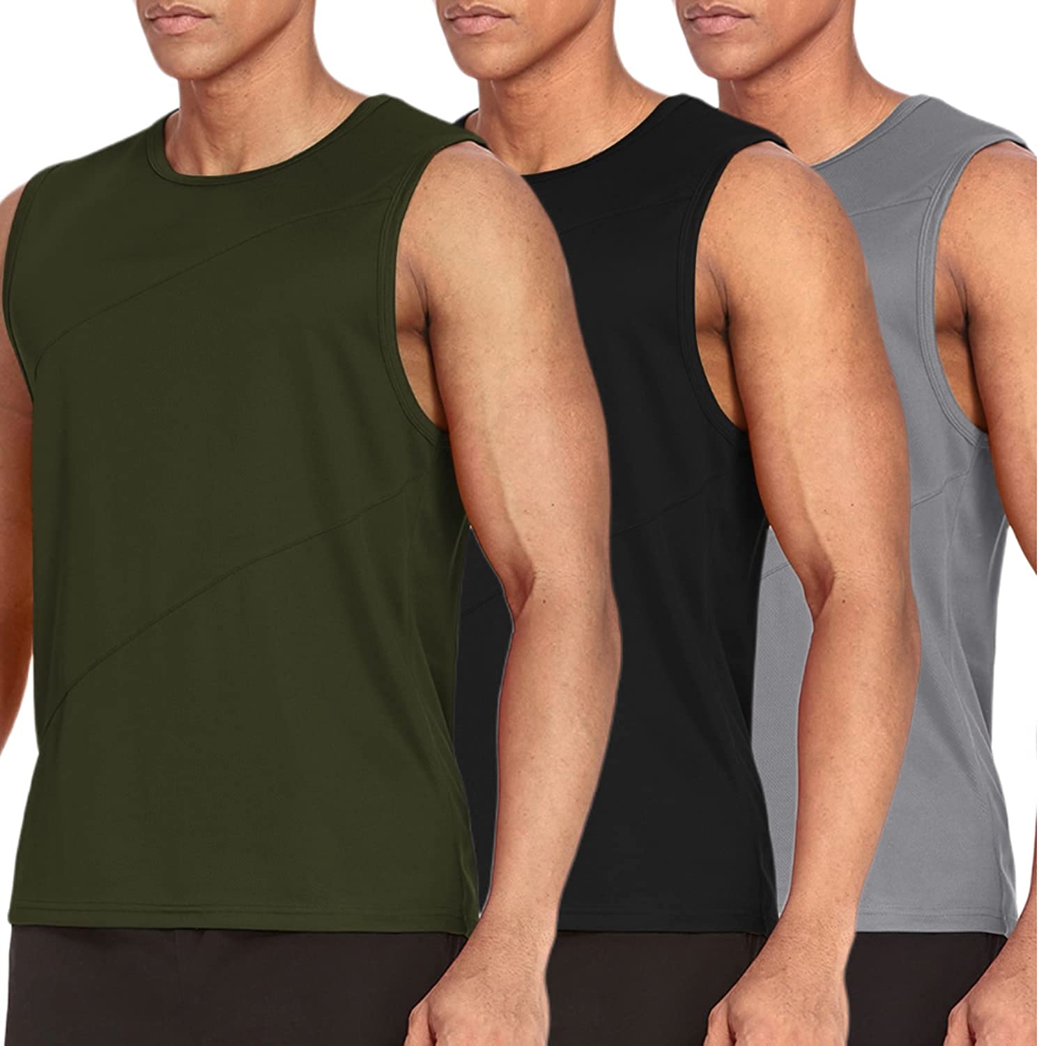 COOFANDY Mens 3 Pack Quick Dry Workout Tank Top Gym Muscle Tee Fitness Bodybuilding Sleeveless T Shirts 
