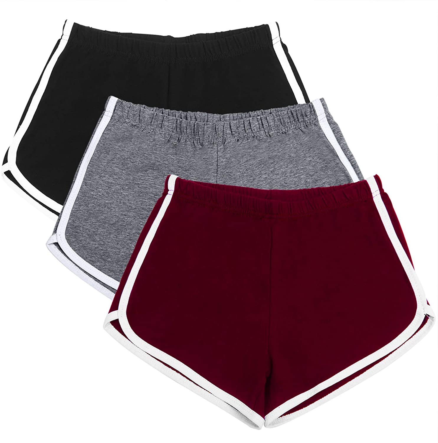 Girls 3 Pack Running Athletic Cotton Shorts Baby Toddler Big Girl Gym Workout Fashion Dolphin Sports Shorts 