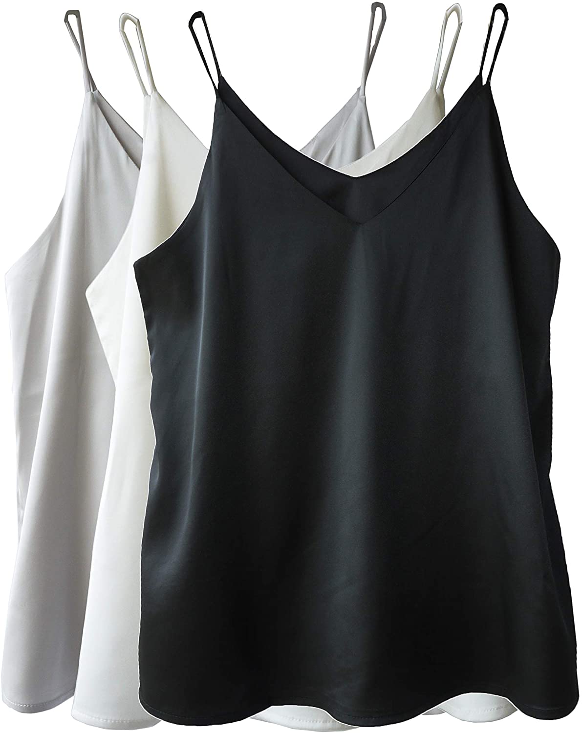 Women's Silk Satin Camisole Plain Strappy Vest Tank Crop Tops Sleeveless T Shirt