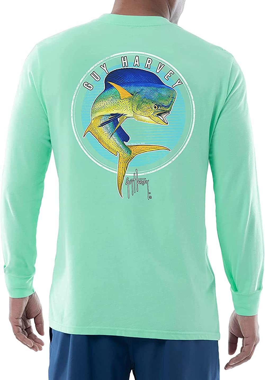 Guy Harvey Men's Logo L/S Fishing Pocket T-shirtLargeSky