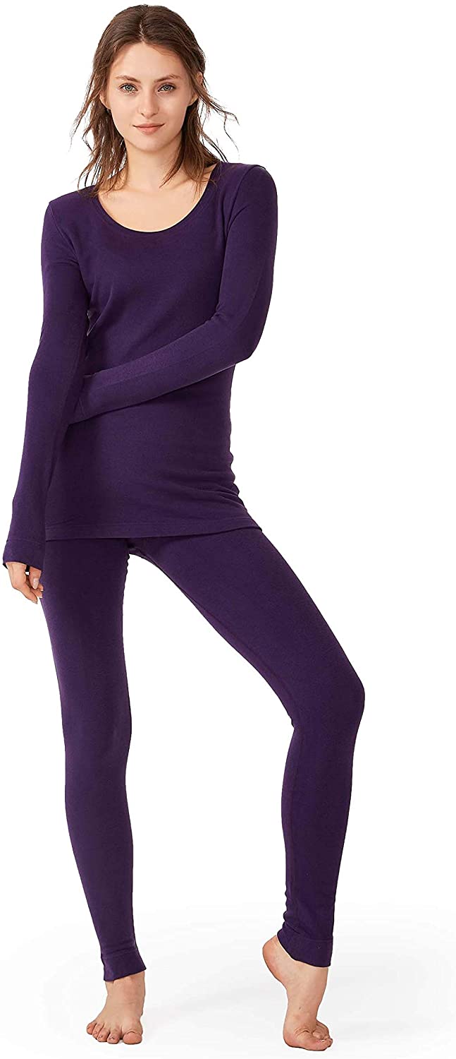 Women's Thermal Underwear Base Layer Long Johns Set Winter Sports Top and  Bottom Suits, Purple 
